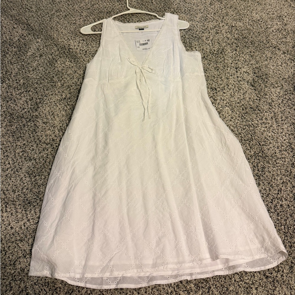 American Eagle White Eyelet Lace-Trim Tank Dress